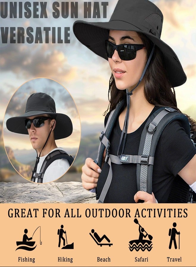 Hapforever Wide Brim Sun Hat for Men Women, UV Protection Beach Bucket Hats UPF 50+ Breathable Fishing Hat Packable Boonie Hats for Men Women (Dark Grey) - Image 2
